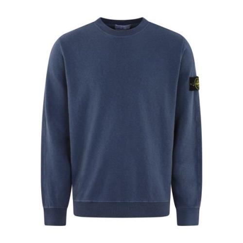 Blauwe Logo-Patch Sweater Stone Island , Blue , Heren