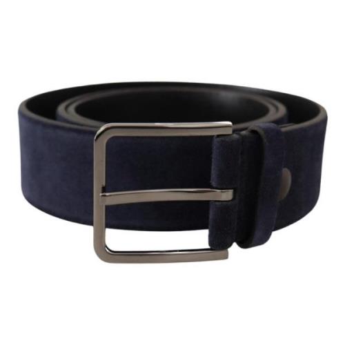 Marineblauw Velvet Leren Riem Dolce & Gabbana , Blue , Heren