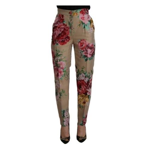 Elegant Bloemen Hoge Taille Broek Dolce & Gabbana , Multicolor , Dames