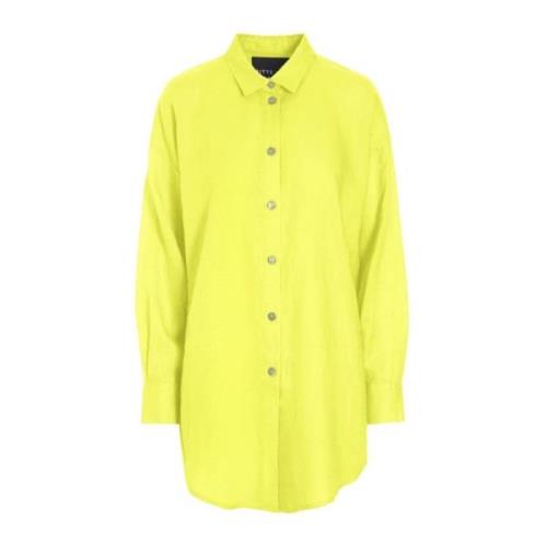 Airy Linen Overhemd Fluorite Green Bitte Kai Rand , Yellow , Dames
