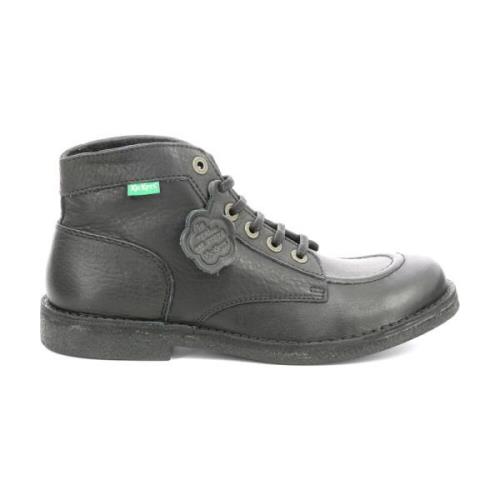 Comfort Leren Veterschoenen Kickers , Black , Heren