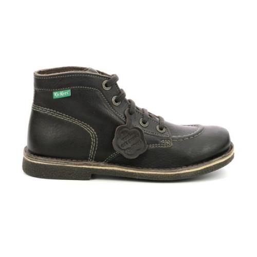 Comfort Vetersluiting Leren Enkellaarzen Kickers , Black , Dames