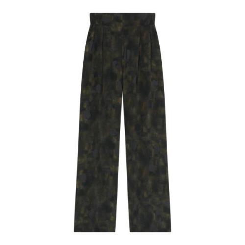 Losse zijden broek met Klimt-print Cortana , Green , Dames