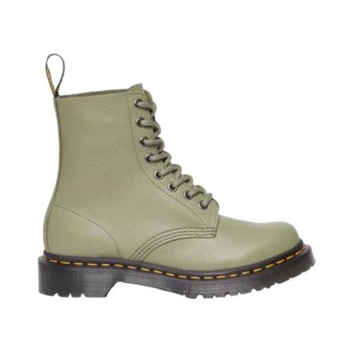 Muted Olive Pascal Leren Laarzen Dr. Martens , Green , Dames