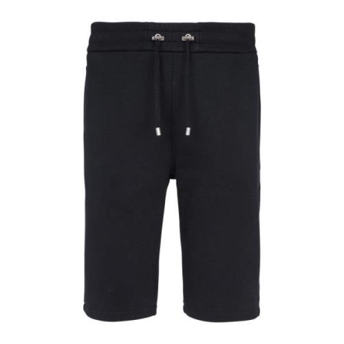 Katoenen shorts met flocked Paris logo Balmain , Black , Heren