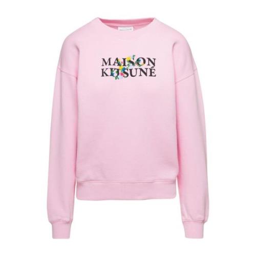 Roze Logo Print Crewneck Sweatshirt Maison Kitsuné , Pink , Dames