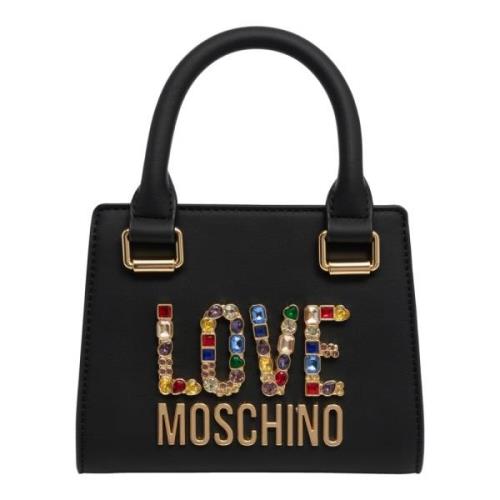 Rhinestone Logo Mini bag Love Moschino , Black , Dames