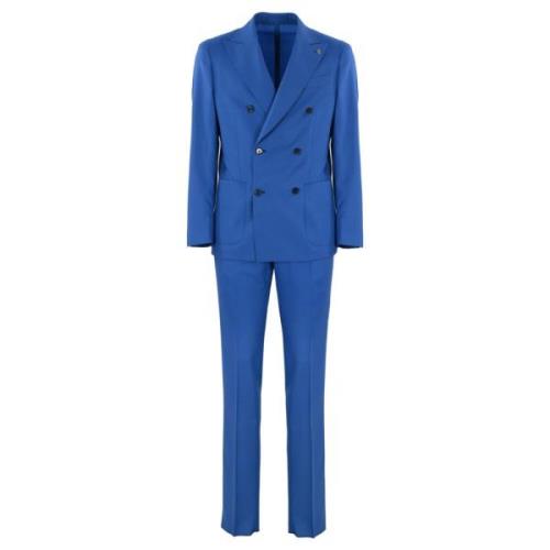 Single Breasted Suits Lubiam , Blue , Heren
