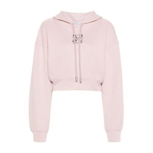 Bling Leaves S Arrow Cropped Hoodie Off White , Pink , Dames
