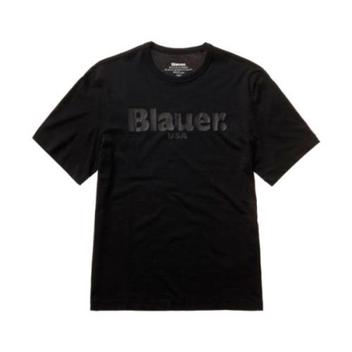 Klassiek Katoenen Jersey T-Shirt Blauer , Black , Heren