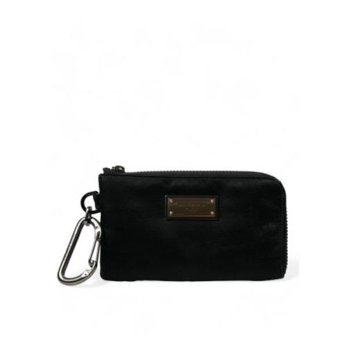 Luxe Zwart Nylon & Leren Logo Pouch Dolce & Gabbana , Black , Dames