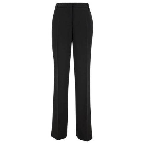 Wide Trousers Plain Units , Black , Dames