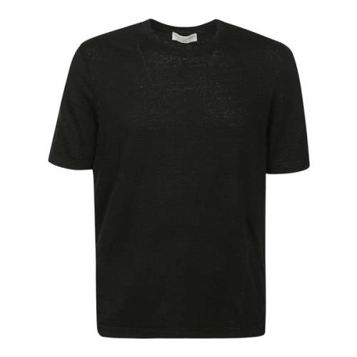 Linnen T-shirt met korte mouwen Filippo De Laurentiis , Black , Heren