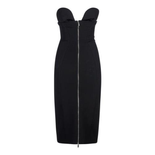 Midi Dresses Off White , Black , Dames