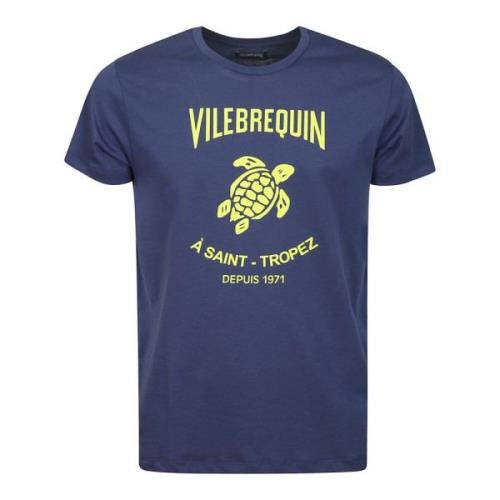 Blauw Katoen Logo Print T-Shirt Vilebrequin , Blue , Heren