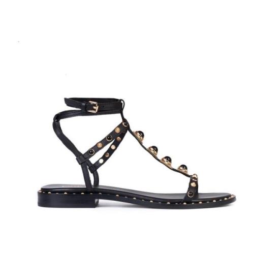 Zwart en Goud Leren Feest Sandalen ASH , Black , Dames