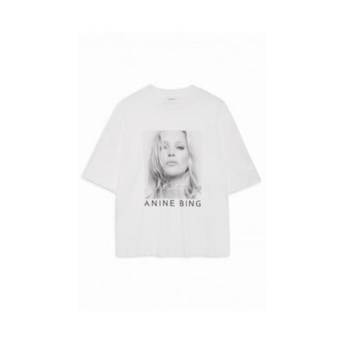 Kate Moss Avi Tee Oversized T-shirt Anine Bing , White , Dames