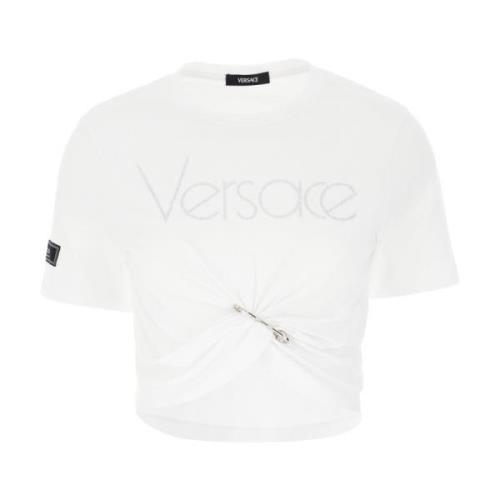 Casual Katoenen T-Shirt voor Mannen Versace , White , Dames