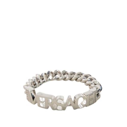 Metalen Armband - Zilver - Sluiting Versace , Gray , Heren