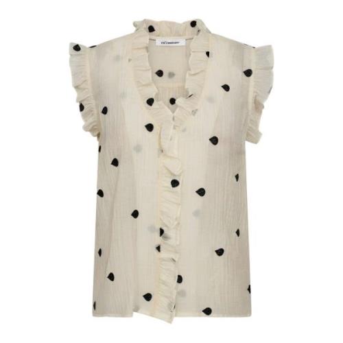 Dropcc Top Blouse met Ruchedetails Co'Couture , Beige , Dames
