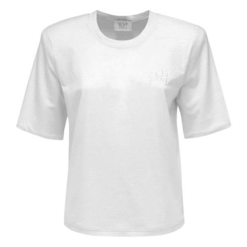 Geborduurd Ronde Hals T-shirt met Bandjes MVP wardrobe , White , Dames