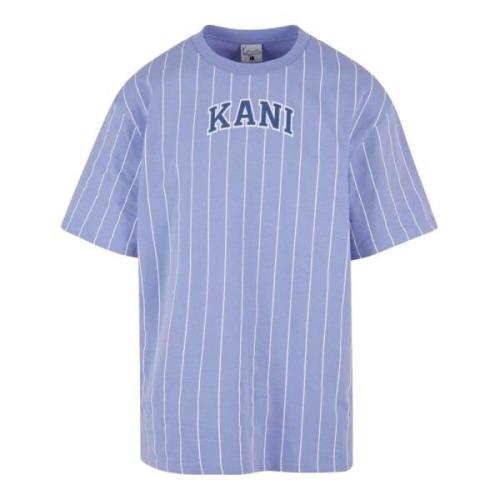 Serif Pinstripe Tee Heren T-shirt Karl Kani , Purple , Heren