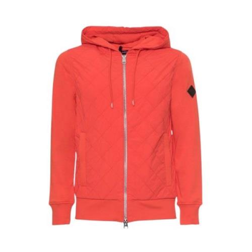 Heren Hoodie Rits Monochroom Husky Original , Orange , Heren