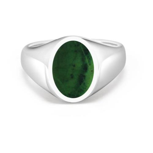 Groene Jade Ovaal Zegelring Nialaya , Gray , Heren