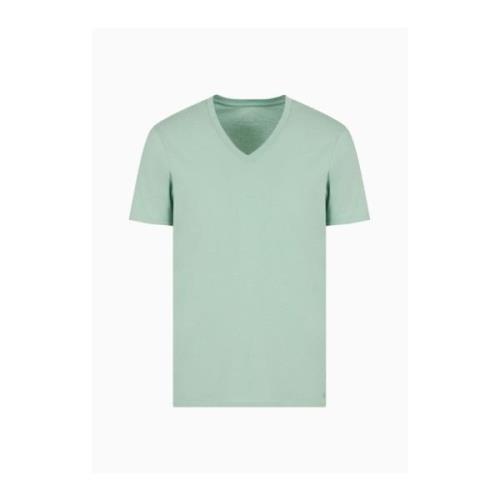 Pima Katoen V-Hals T-Shirt Groen Armani Exchange , Green , Heren