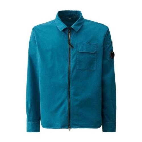 Gabardine Utility Overhemd C.p. Company , Blue , Heren