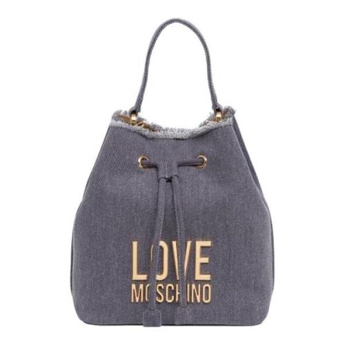 Logo Bucket Bag met Verstelbare Band Love Moschino , Purple , Dames