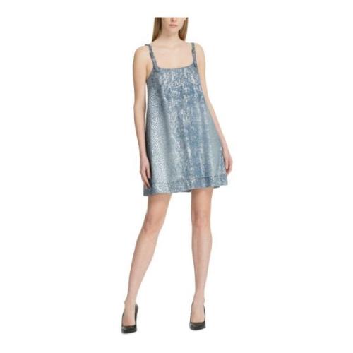 Glitter Abstract Mini Jurk Versace Jeans Couture , Blue , Dames