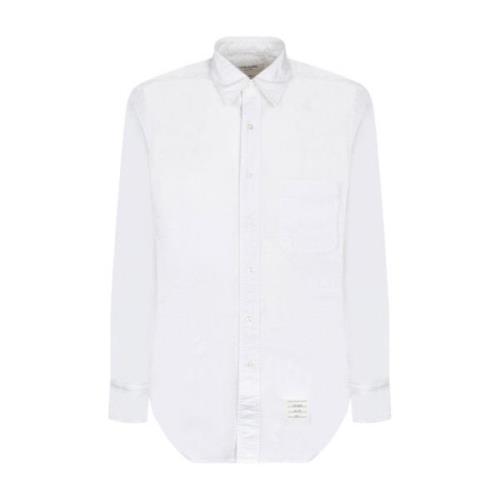 Witte Oxford Shirt Gestreepte Grosgrain Thom Browne , White , Heren