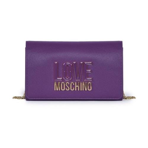 Paarse Schoudertas met Metalen Merklogo Love Moschino , Purple , Dames