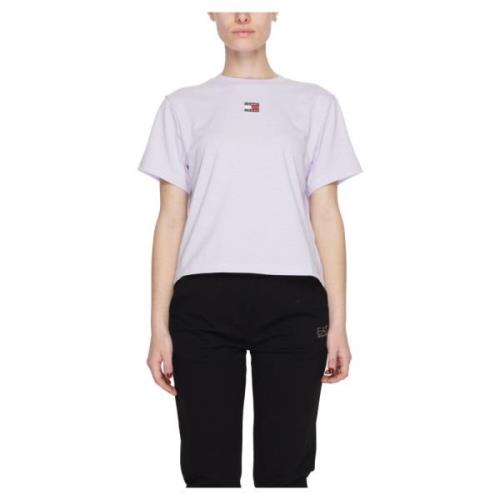 Lente/Zomer Badge T-Shirt Tommy Jeans , Purple , Dames