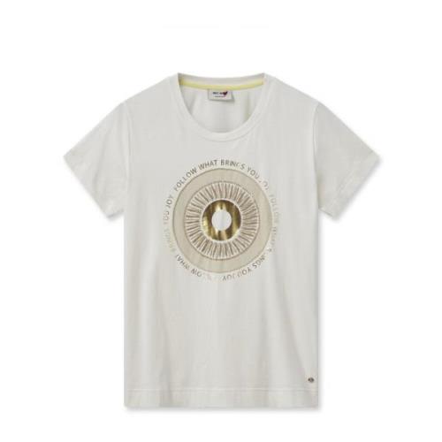 Paillet & Parel Detail T-shirt Top MOS Mosh , Beige , Dames
