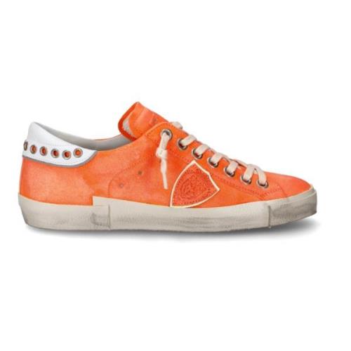 Ambachtelijke Oranje Suède Sneakers Philippe Model , Orange , Heren