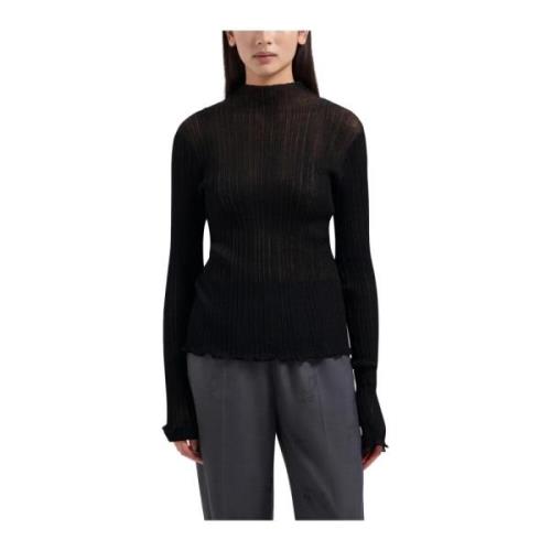 Novelty Mockneck Langemouw Top Olaf Hussein , Black , Dames