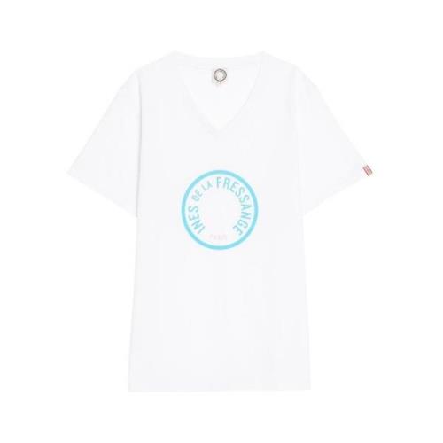 Witte V-hals T-shirt met print Ines De La Fressange Paris , White , Da...