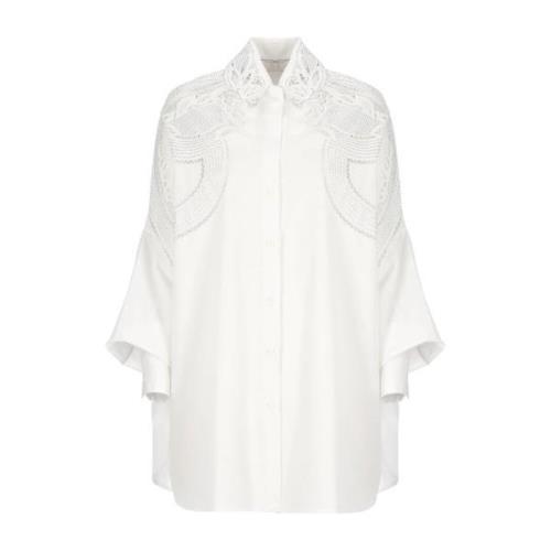 Witte Katoenen Overhemd met Borduursels Ermanno Scervino , White , Dam...