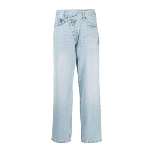 Lichtblauwe Distressed Straight Leg Jeans Agolde , Blue , Dames
