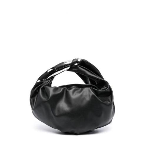 Gekrulde Zwarte Tas met Ovaal Logo Diesel , Black , Dames