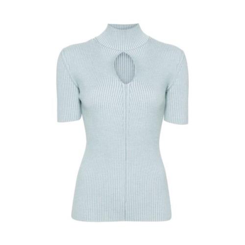 Blauwe Gebreide Top met Uitsnijding Fendi , Blue , Dames