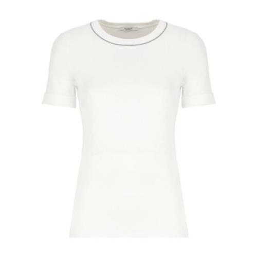 Witte Katoenen T-shirt met Ronde Hals Peserico , White , Dames