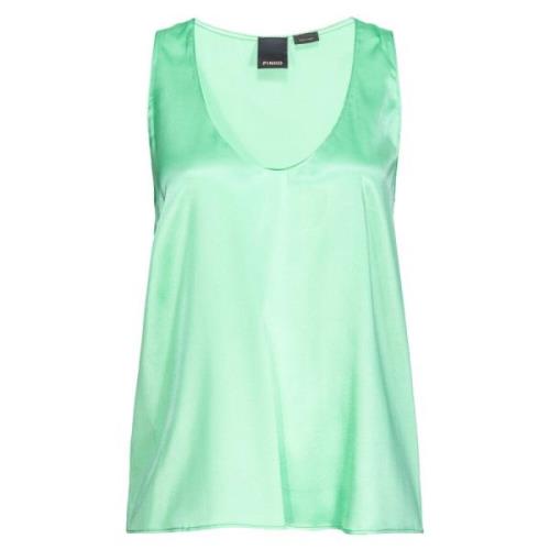 Mouwloze zijden satijnen top Pinko , Green , Dames