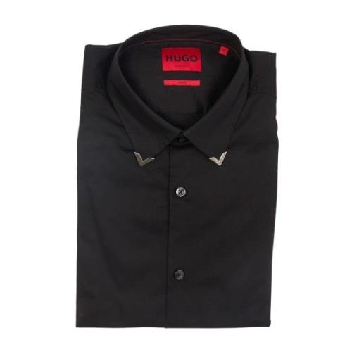 Zwarte Slim Fit Ermo Overhemd Hugo Boss , Black , Heren