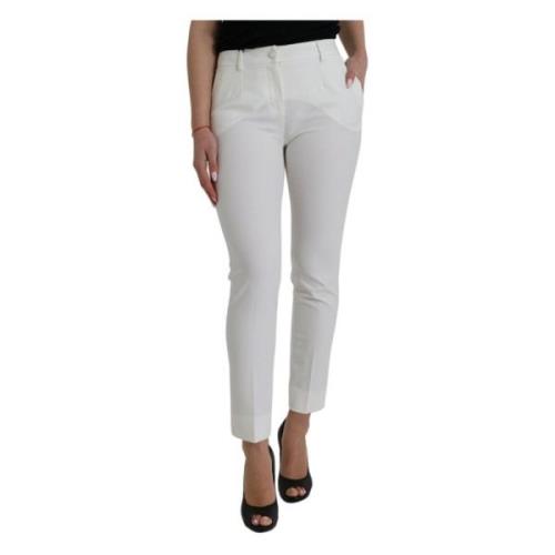 Luxe Witte Tapered Broek Dolce & Gabbana , White , Dames