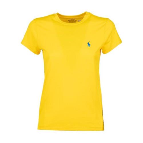 Vintage Katoenen Logo T-Shirt Polo Ralph Lauren , Yellow , Dames
