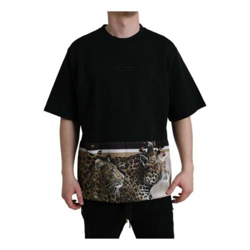 Leopard Print Crew Neck Tee Dolce & Gabbana , Multicolor , Heren