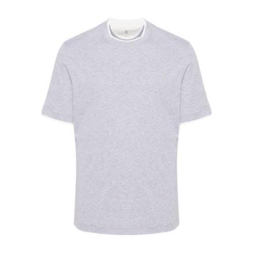 Mannen Lightgray T-Shirts & Polos Brunello Cucinelli , Gray , Heren